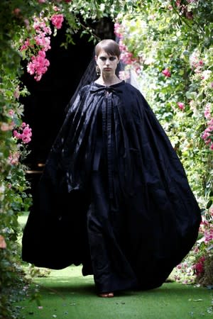 A model presents a creation by designer Maria Grazia Chiuri as part of her Haute Couture Fall/Winter 2019/20 collection show for fashion house Dior in Paris