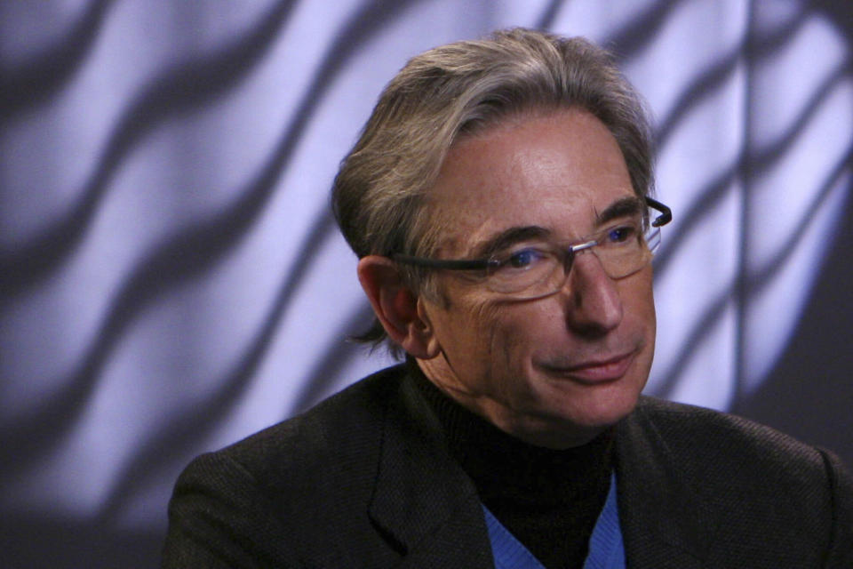 FILE - In this Dec. 1, 2008 file photo, conductor Michael Tilson Thomas of the San Francisco Symphony is shown during an interview in New York. Iconic actress Sally Field and foundational children’s show Sesame Street top this year’s class of Kennedy Center Honors recipients. Other chosen to receive the award for lifetime achievement in the arts include singer Linda Ronstadt, conductor Michael Tilson Thomas and the R&B group Earth, Wind and Fire.(AP Photo/Bebeto Matthews)