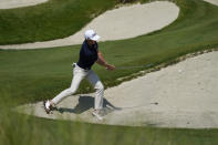 Will Zalatoris hits from the bunker on the 13th hole during a practice round at the PGA Championship golf tournament on the Ocean Course Tuesday, May 18, 2021, in Kiawah Island, S.C. (AP Photo/Matt York)