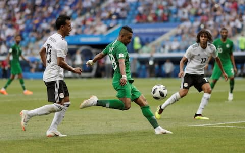 Saudi Arabia's Salem Al-Dawsari scores their second goal - Credit: UESLEI MARCELINO/REUTERS
