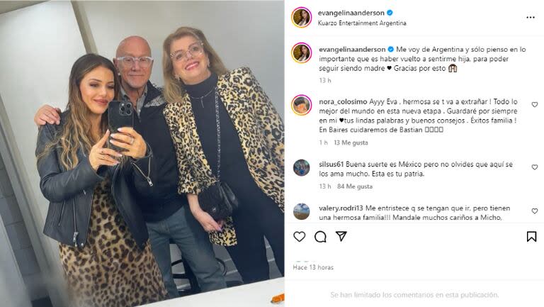 Eva Anderson recibió la visita de sus padres en Los 8 escalones (Foto: Instagram @evangelinaanderson)