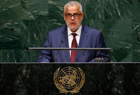 Abdelilah Benkirane, Prime Minister of the Kingdom of Morocco, addresses the 69th United Nations General Assembly at the U.N. headquarters in New York September 25, 2014. REUTERS/Lucas Jackson
