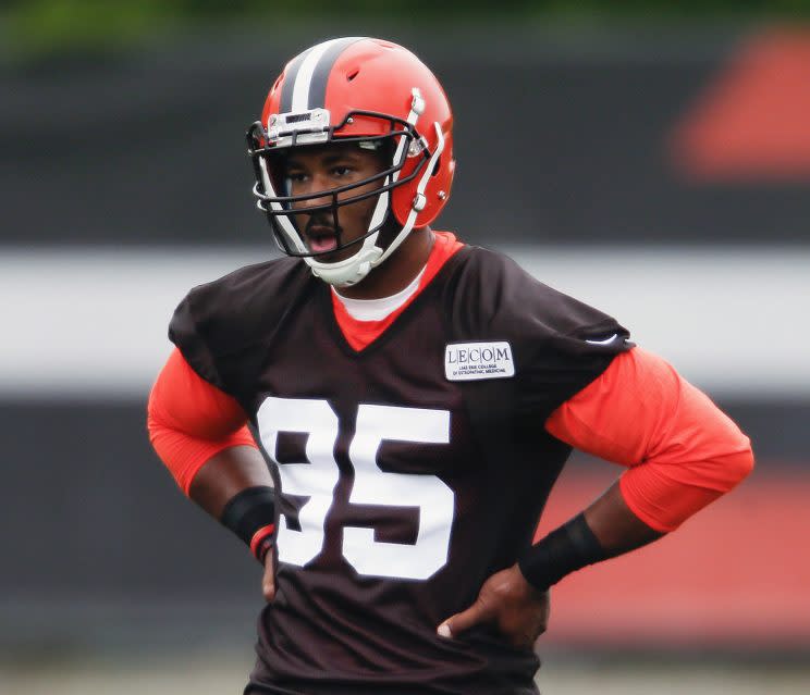 Myles Garrett was the first overall pick of this year's draft to the Browns. (AP)