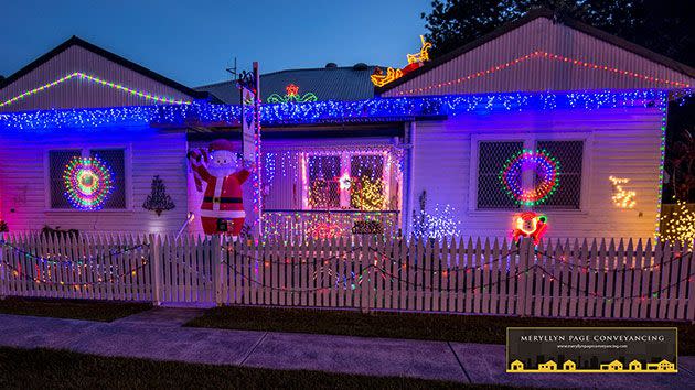 This is what the Merryllyn Page Conveyancing has as their Christmas lights display before the robbery. Photo: Meryllyn Page Conveyancing