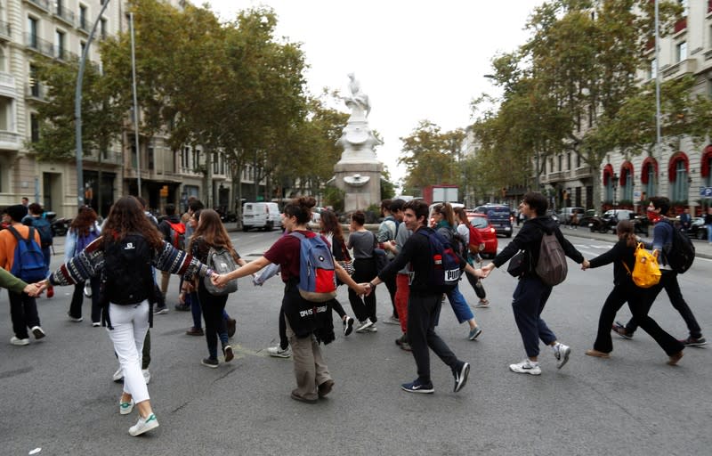 Supporters of Catalonia's independence attend a protests in Barcelona