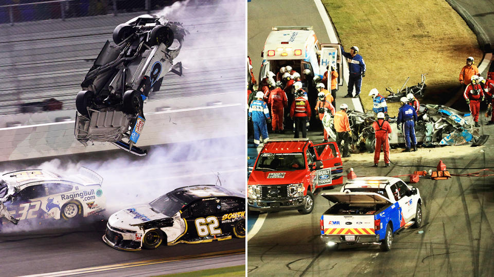 It took emergency crews several minutes to get NASCAR driver Ryan Newman out his wrecked racecar at the Daytona 500.