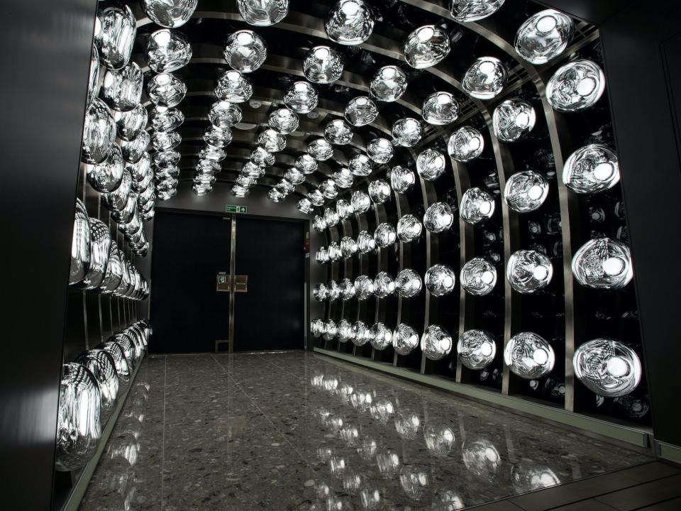 an entry hallway with lights