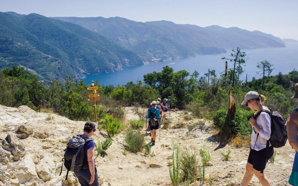 Pedestrians near the village of Monterosso.  T