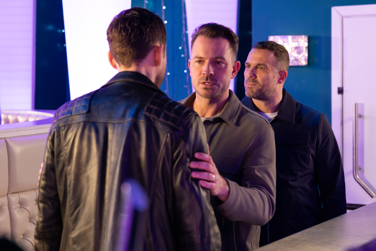 embargo 26032024 freddie roscoe, darren osborne and warren fox in hollyoaks