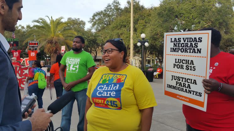 Dayla Mikell joins a protest in Tampa, Florida. (Photo: Courtesy of Fight for $15)