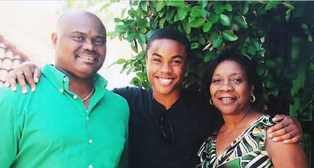 Vincent Parker (centre) with his parents Wayne and Carole. Source: CBS/Supplied