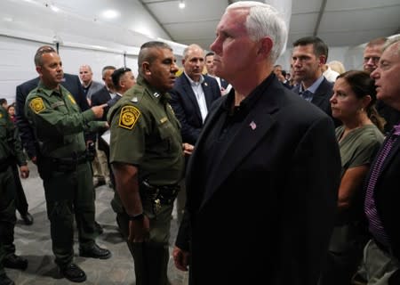 U.S. Vice President Mike Pence tours the Donna Soft-Sided Processing Facility in Donna, Texas