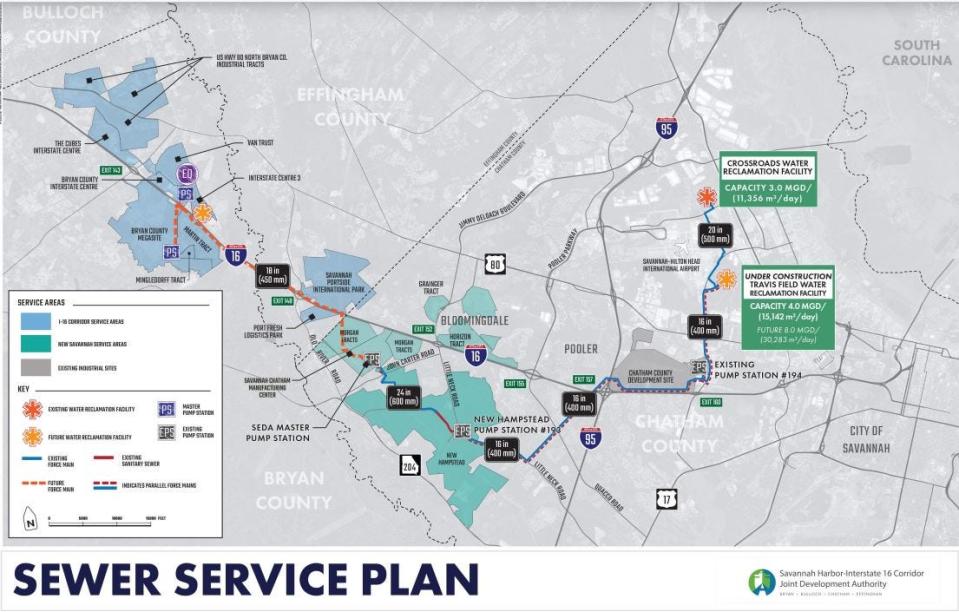 The sewer infrastructure plan created for the Hyundai deal, which secured a $5 billion investment to bring an electric vehicle factory and 8,000 jobs to northern Bryan County