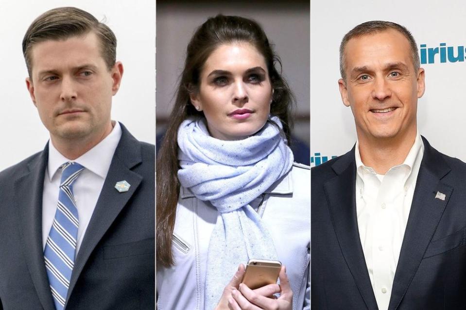 From left: Rob Porter, Hope Hicks and Corey Lewandowski