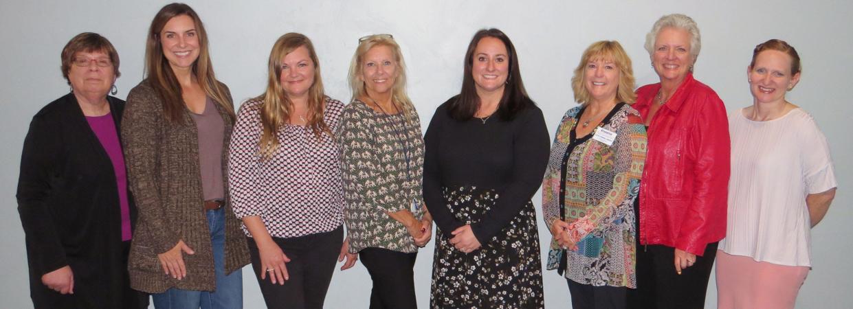 Stephanie Dahlke has been installed as president of the Fond du Lac Noon Kiwanis. The group supports several organizations that help children. Pictured are, from left, Louise Gudex, Tiffany Heim, Jennifer Serrano, Secretary Joan Pinch, President Dahlke, Past-President Kathy Strong-Langolf, Treasurer Sue Schnoor and President-Elect Connie Gens