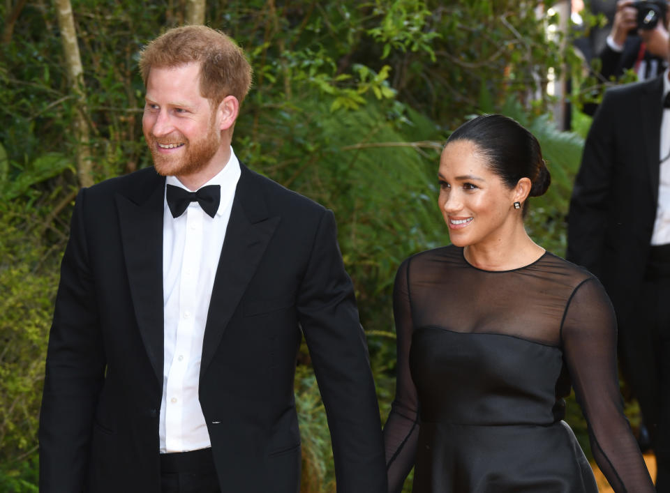 The Duke and Duchess of Sussex arriving at the European Premiere of The Lion King, Odeon Cinema, Leicester Square, London. Photo credit should read: Doug Peters/EMPICS