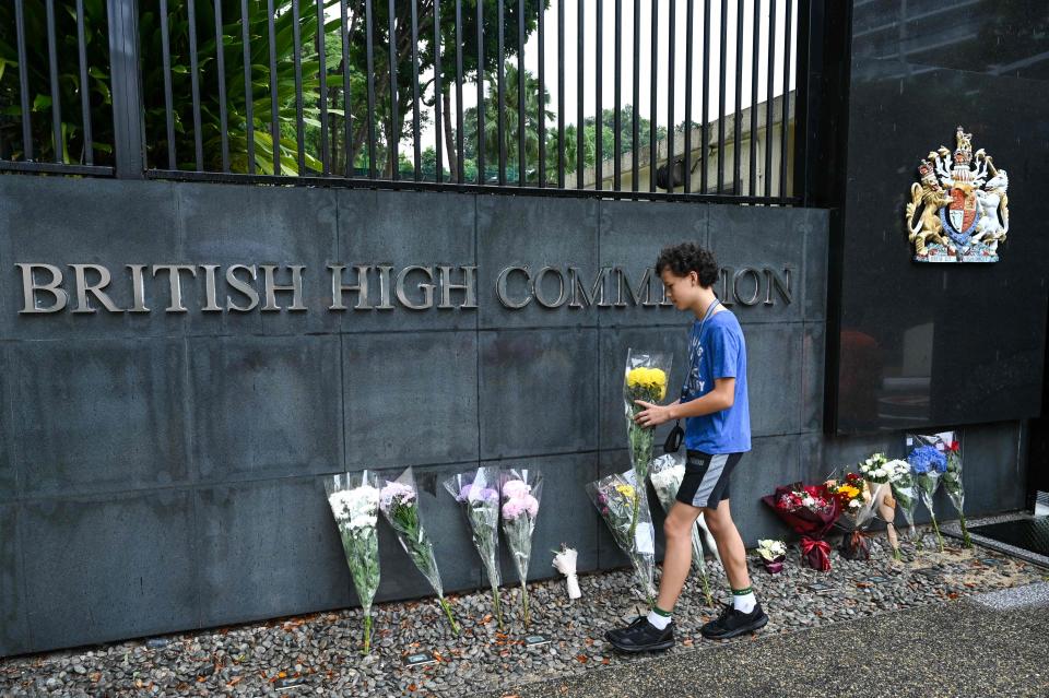 Flowers outside the British High Commission in Singapore (AFP via Getty Images)