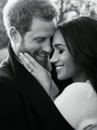 One of two official engagement photos released on December 21, 2017 by Kensington Palace of Prince Harry and Meghan Markle taken by Alexi Lubomirski at Frogmore House in Windsor, Britain. Picture taken in the week commencing December 17, 2017. REUTERS/Alexi Lubomirski/Pool