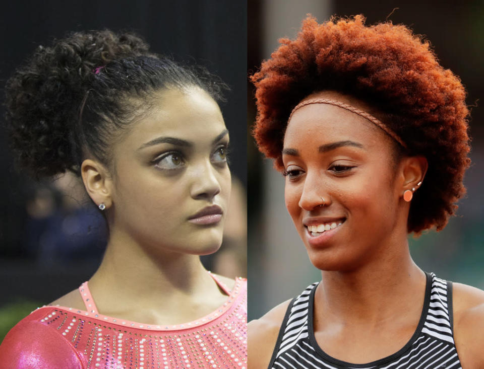 Textured/curly: Laurie Hernandez, gymnastics, and Brianna Rollins, track and field