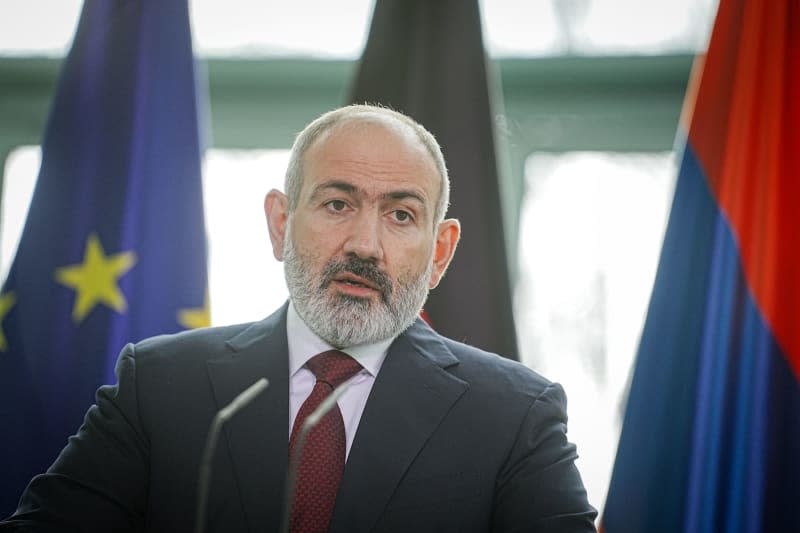 Nikol Pashinyan, Prime Minister of Armenia, speaks during a joint press conference at the Chancellor's Office in Berlin. Kay Nietfeld/dpa