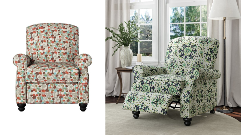 This recliner brings in a bold print for some maximalist design.