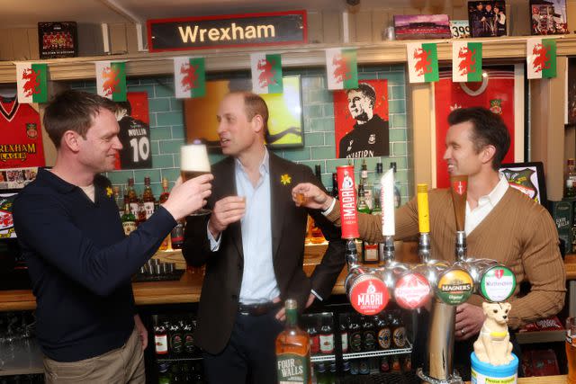 <p>Chris Jackson/Getty</p> Prince William and Rob McElhenney at The Turf Pub in Wrexham on March 1, 2024