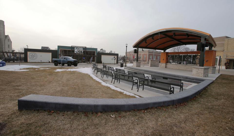 The downtown bandshell as seen, Wednesday, February 7, 2024, in Two Rivers, Wis.