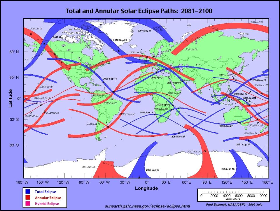 The 2099 total solar eclipse's path of totality includes parts of southwest Michigan.