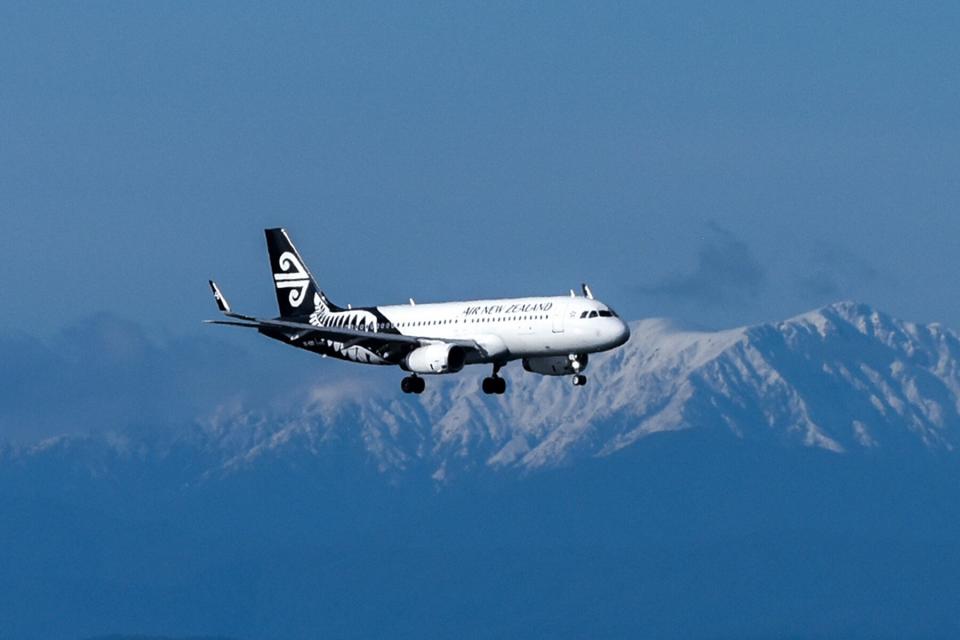 Air New Zealand plane preparing to land on the Wellington Airport in Wellington, New Zealand.