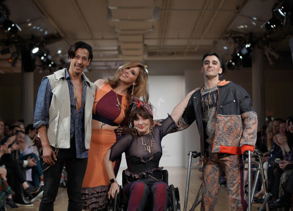 Another shot of models at the Cerebral Palsy Foundation Design for Disability show. (Photo: Richard Copier)