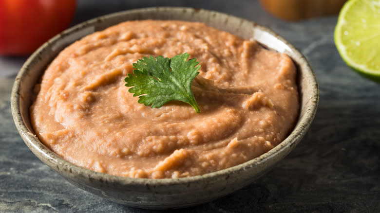 refried beans in a dish