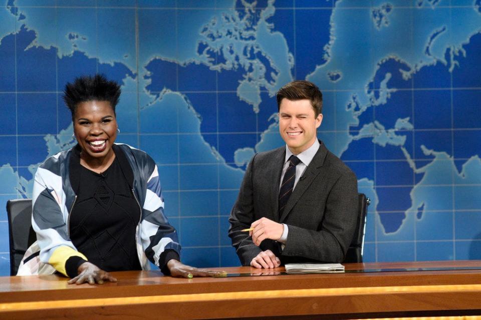 Leslie Jones was a frequent visitor to the Weekend Update desk alongside Colin Jost during her run on "Saturday Night Live."