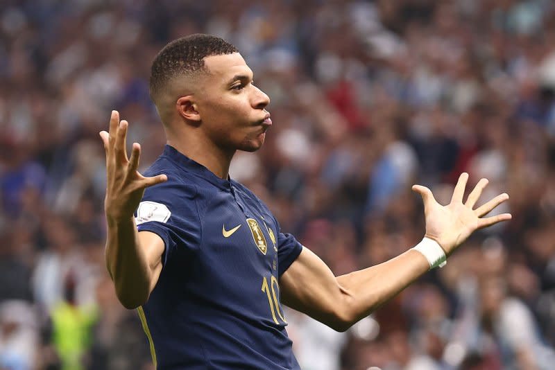 Saudi Arabian soccer club Al-Hilal, which previously attempted to sign Lionel Messi, is now targeting PSG striker Kylian Mbappe (pictured). File Photo by Chris Brunskill/UPI
