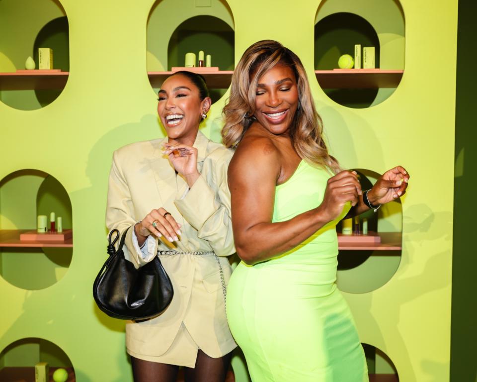 Tayshia Adams, Serena Williams at the launch party for Wyn Beauty on April 3.