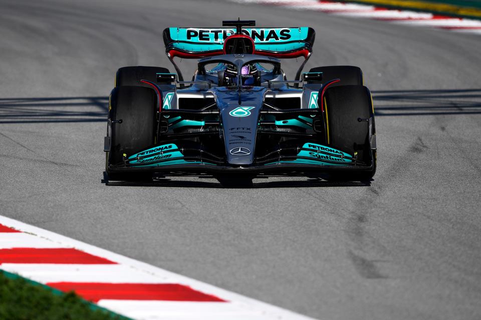 Lewis Hamilton is driving the W13 this morning. (Getty Images)