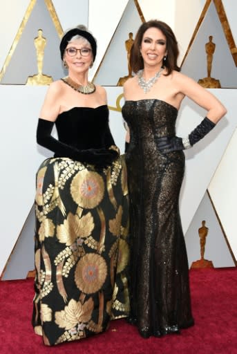 Rita Moreno (L) and her daughter Fernanda Luisa Gordon arrive for the 90th Annual Academy Awards