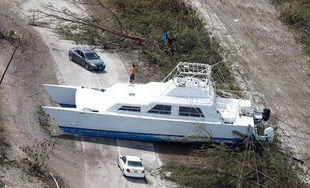 An aerial view shows devastation after hurricane Dorian hit the Grand Bahama Island in the Bahamas