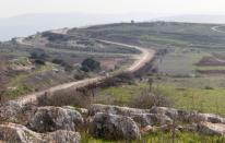 A general view shows the Lebanese-Israeli border as seen from the village of Mays Al-Jabal