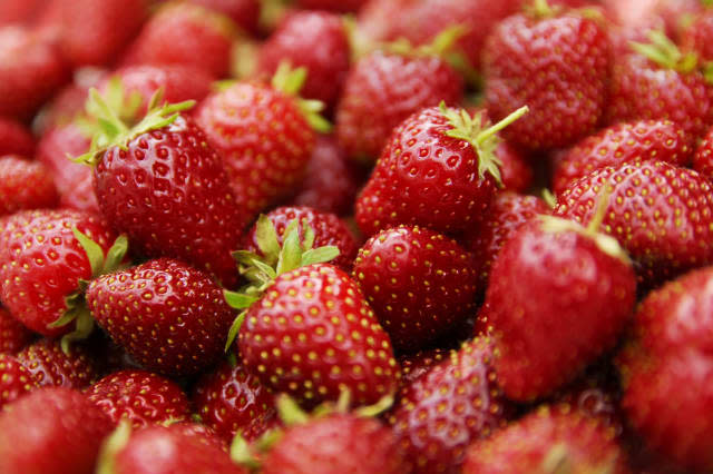 Freshly picked ripe strawberries.