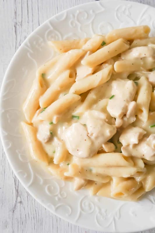 <p>This Is Not Diet Food</p><p>Instant Pot garlic Parmesan chicken and pasta is a delicious pressure cooker pasta recipe loaded with chunks of chicken breast in a creamy Parmesan cheese sauce.</p><p><strong>Get the recipe: <a href="https://www.thisisnotdietfood.com/instant-pot-garlic-parmesan-chicken-and-pasta/" rel="nofollow noopener" target="_blank" data-ylk="slk:Instant Pot Garlic Parmesan Chicken and Pasta;elm:context_link;itc:0;sec:content-canvas" class="link rapid-noclick-resp">Instant Pot Garlic Parmesan Chicken and Pasta</a></strong></p>