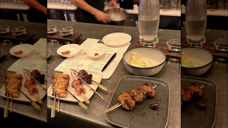 Restaurant counter with food plate