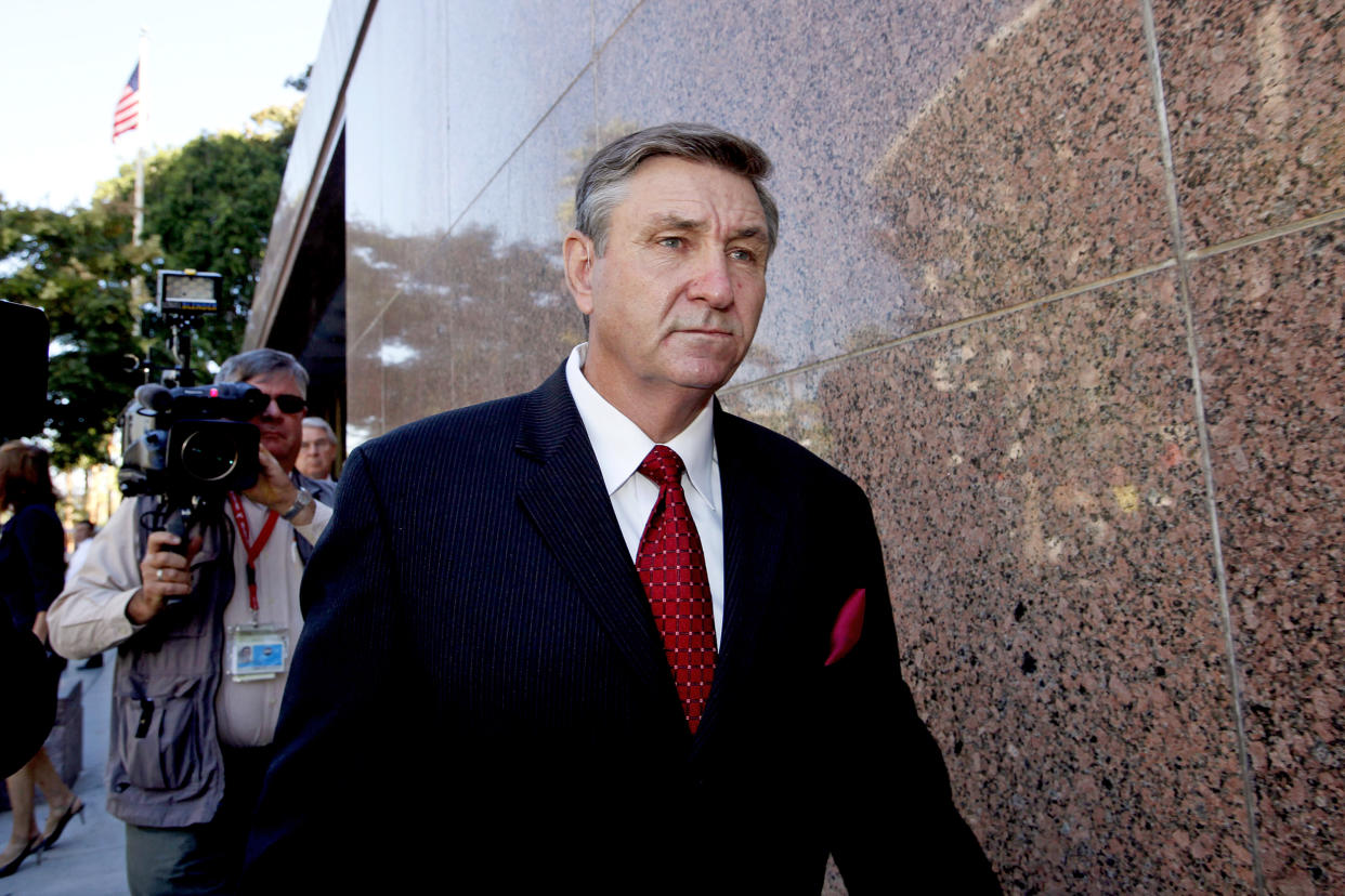 Jamie Spears, father of singer Britney Spears, leaves the Stanley Mosk Courthouse on Oct. 24, 2012 in Los Angeles. (Nick Ut / AP file)