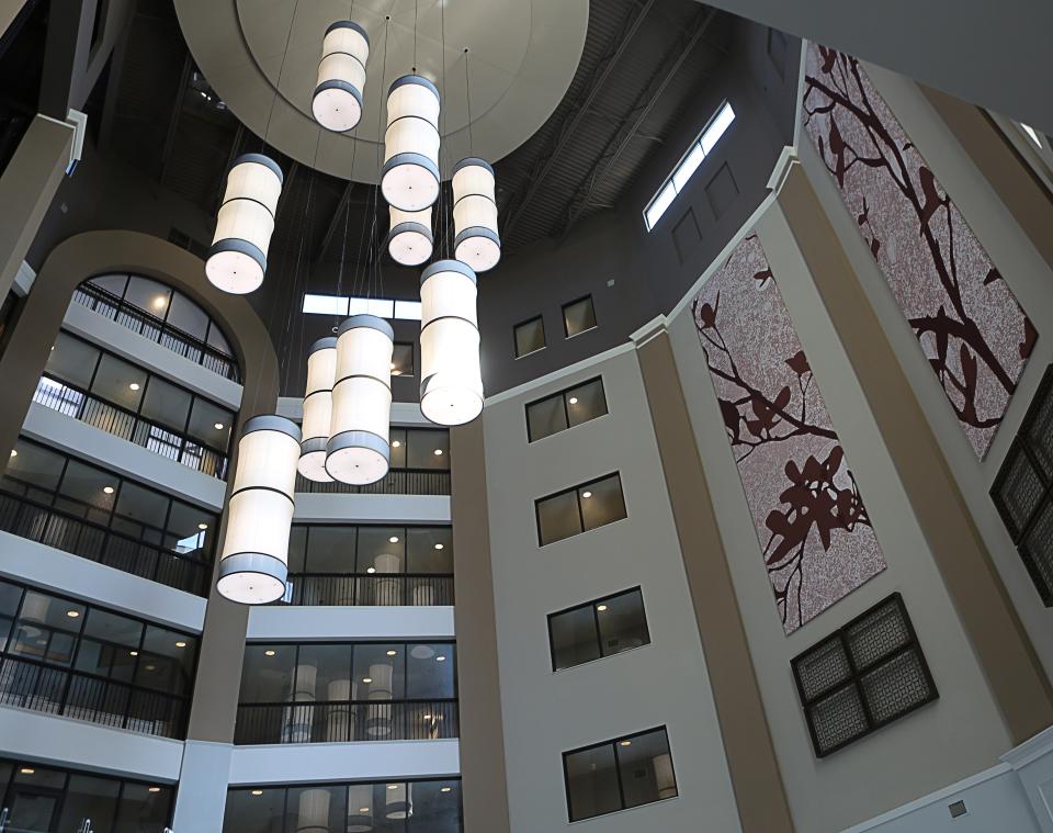 Looking up from the central lobby area of the New Castle County Hope Center -- this site used to be a Sheraton Hotel from 2011 to 2020.