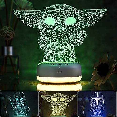 7) 3D Star Wars Night Light for Kids - 3 Patterns and 16 Color Change Decor Lamp - Warm White Light for Sleep - Star Wars Toys for Kids - Birthday & Christmas Gifts for Boys Girls and Star Wars Fans