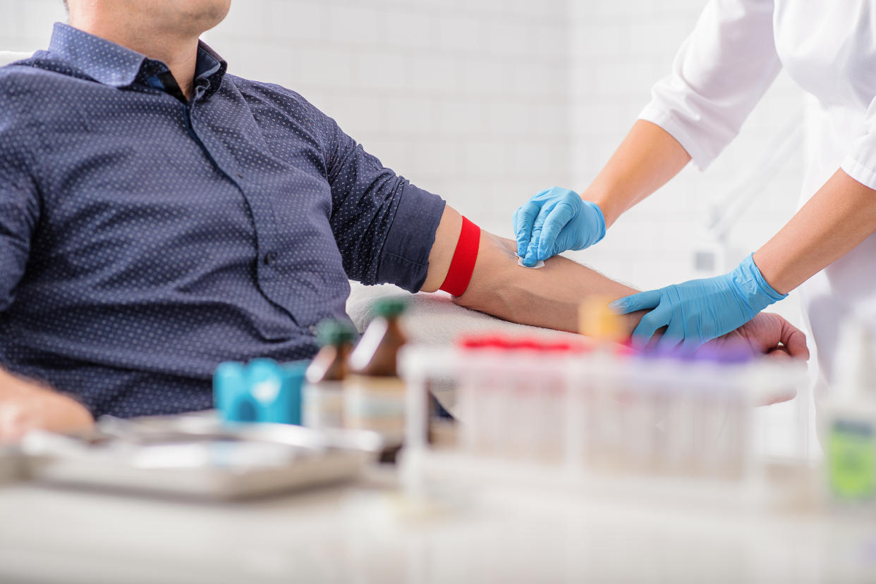 Can gay men donate blood now? Sort of. Here's what the Red Cross has to say. (Photo: Getty Images)
