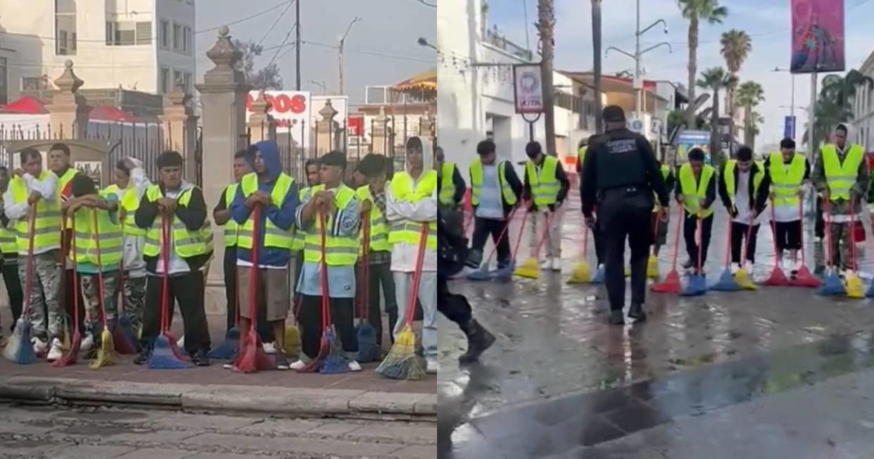 Quien se porte mal en la Feria de San Marcos tendrá que ponerse a limpiar las calles. Foto: Captura de video TikTok vía @altiroaguascalientes03