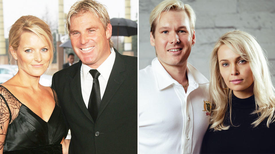 On the left is Shane Warne and ex-wife Simone Callahan, while actors Alex Williams and Marny Kennedy appear on the right.