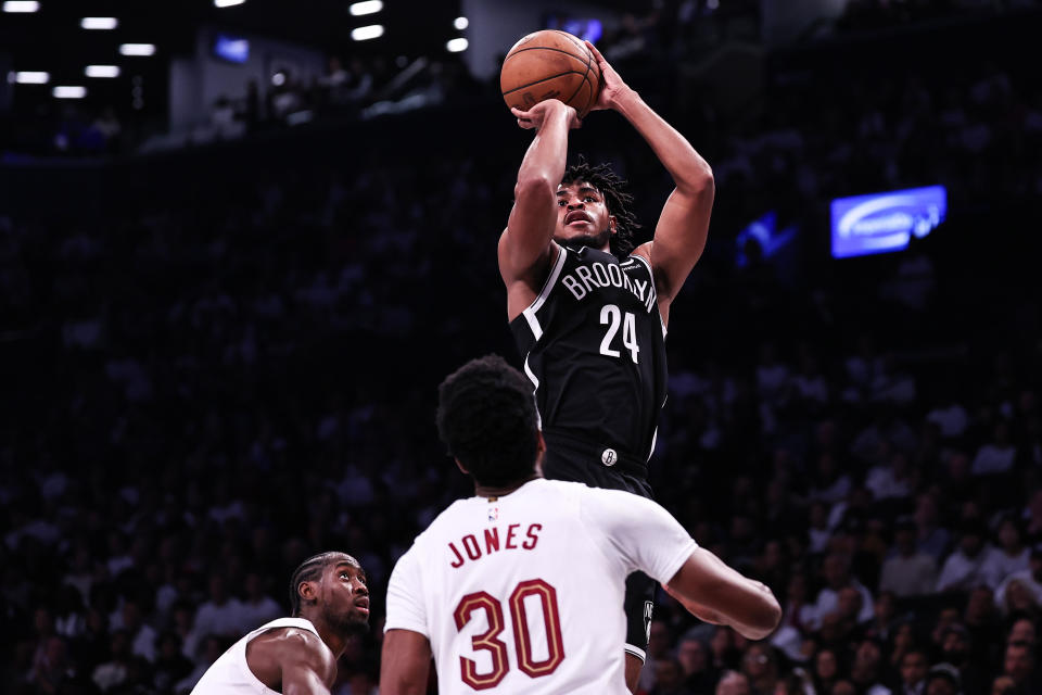 Cam Thomas #24 of the Brooklyn Nets. (Photo by Dustin Satloff/Getty Images)