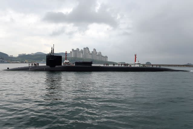 <span class="article-figure-source">Ohio-class guided-missile submarine USS Michigan in South Korea. Source: EPA/US Navy</span>