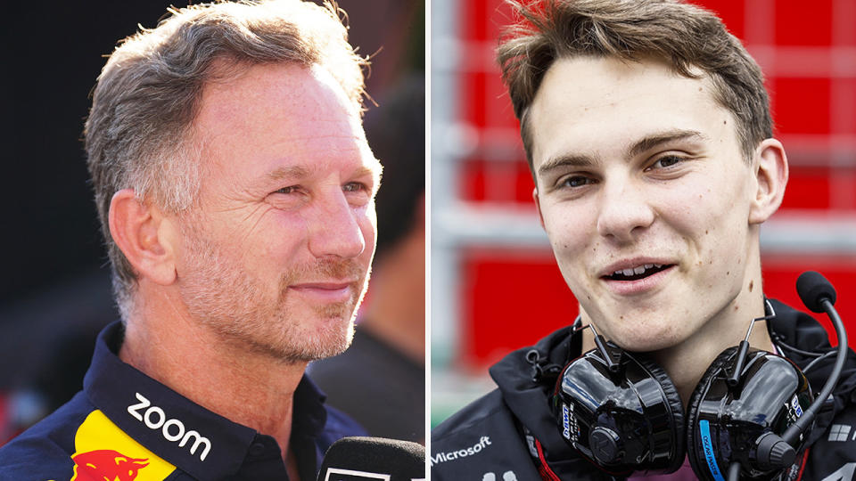 Christian Horner and Oscar Piastri are pictured side by side.